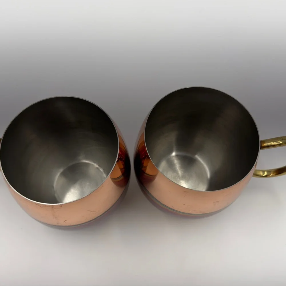Anthropologie Rainbow Copper Mugs with Gold Handles‎